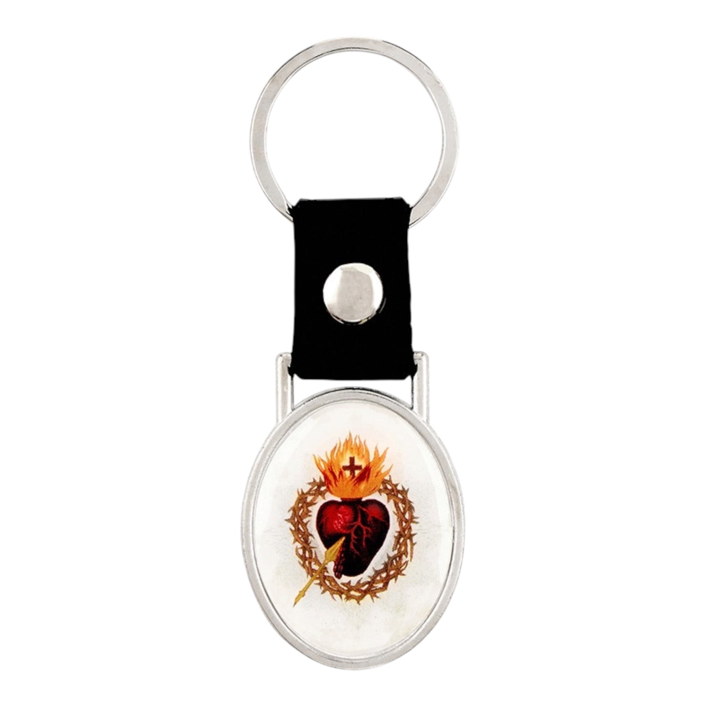 Sacred Heart Protection Imitation Leather Key Ring