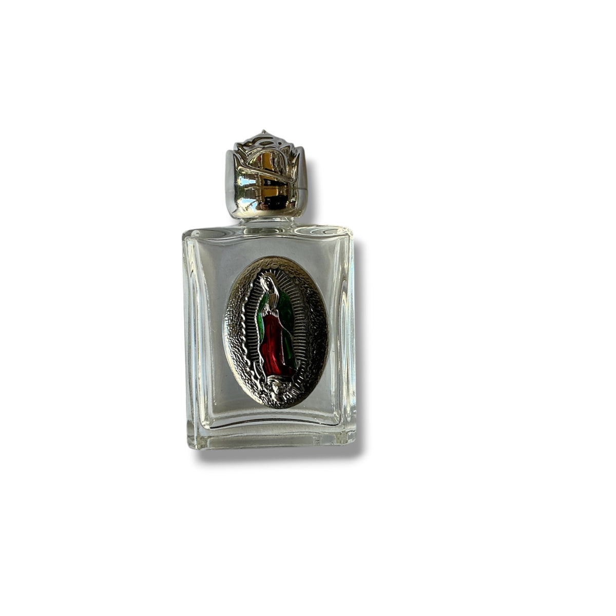 GLASS BOTTLE OF HOLY WATER FROM THE GUADALUPE