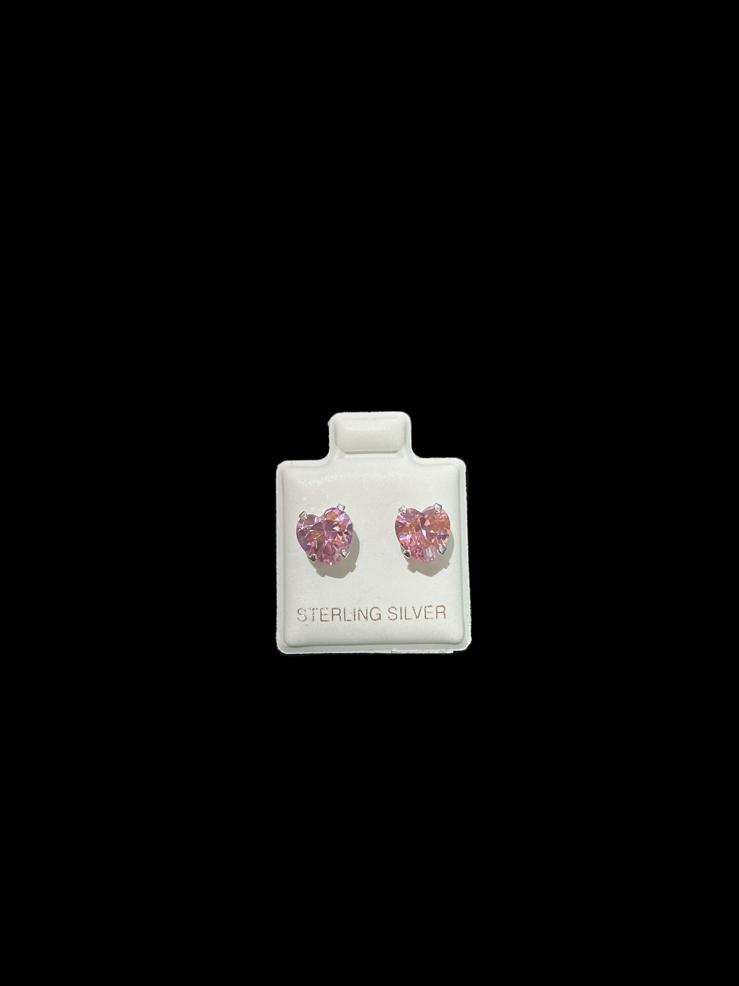 Sterling Silver Stud Earrings Heart Love Cut Cubic Zirconia Color Pink