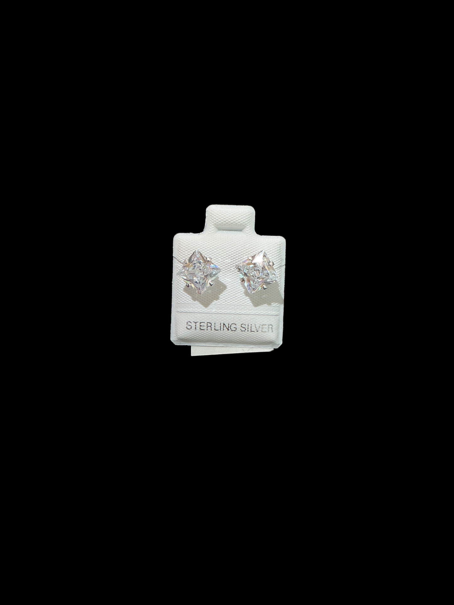 Sterling Silver Stud Earrings Cut Cubic 7x7 MM