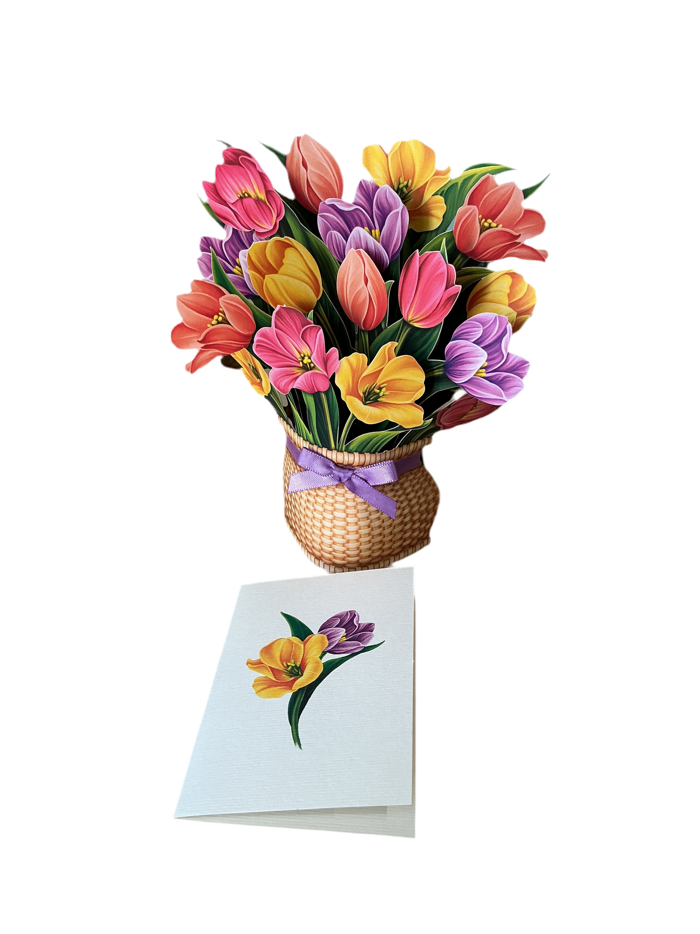 Pop-Up Greeting Card Festive Tulips- with matching notecard