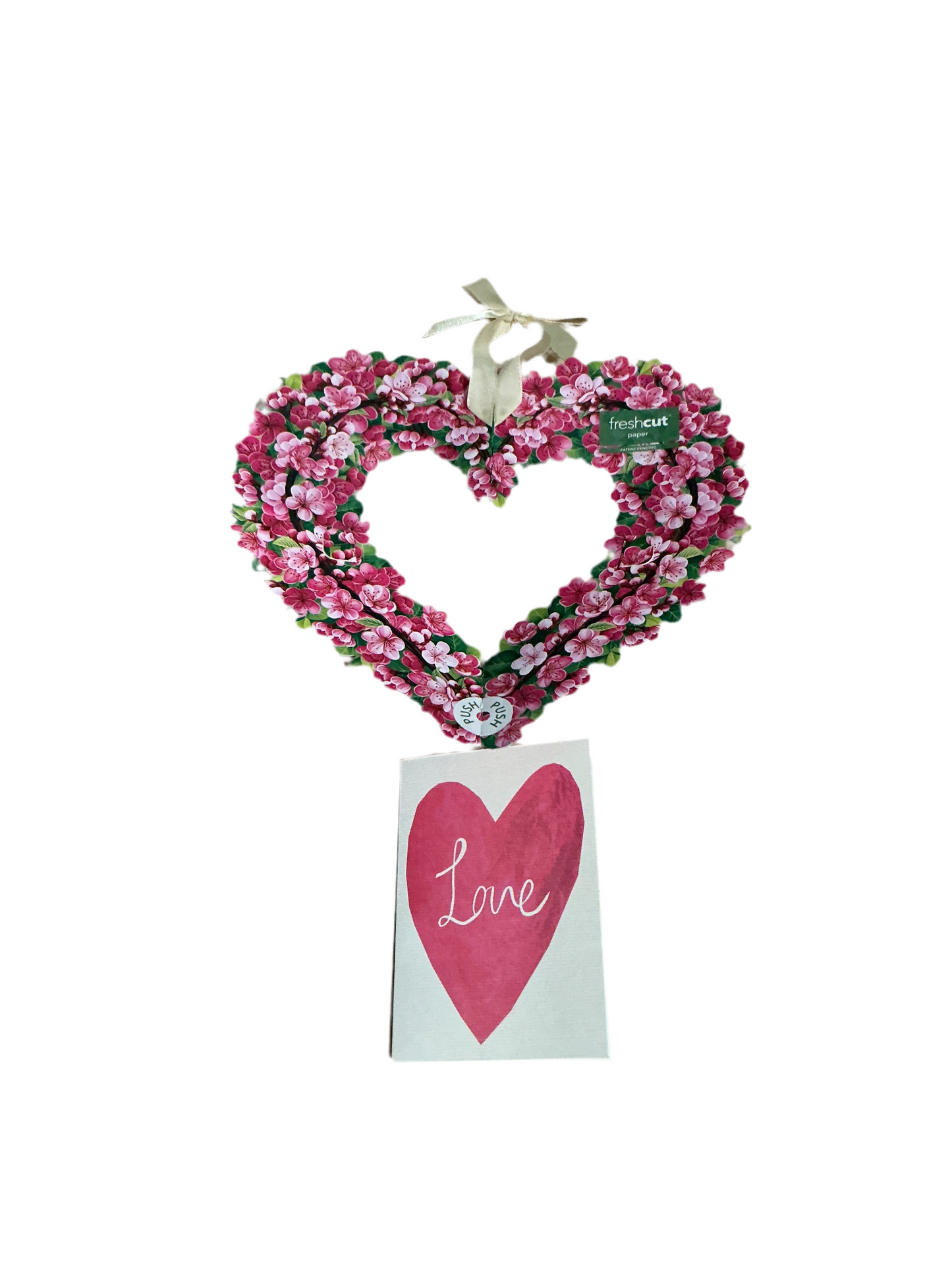 Pop-Up Greeting Card - Cherry Blossom Heart - with matching notecard