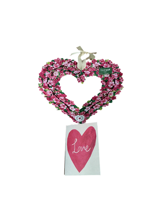 Pop-Up Greeting Card - Cherry Blossom Heart - with matching notecard