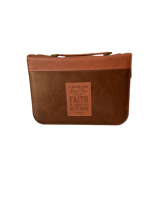 Bible Cover Classic Brown Faith 1 Corinthians 16:13