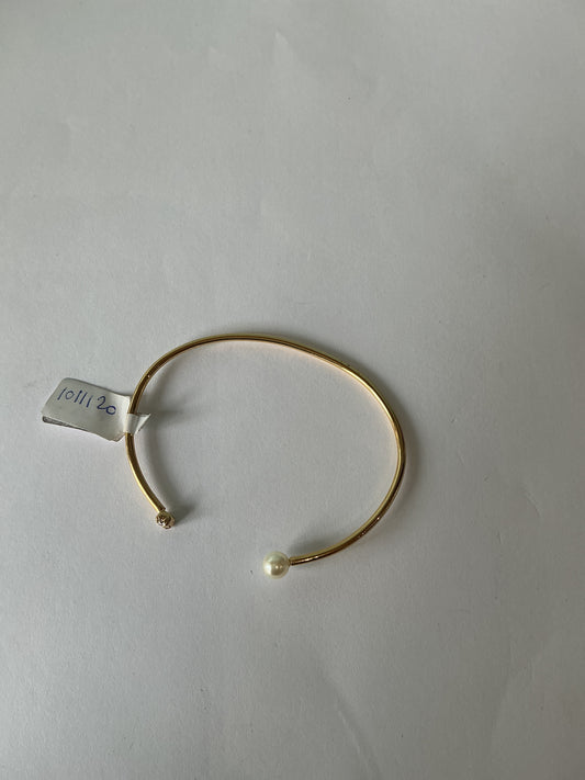 18K Gold Filled Pearl and Crystal Cuff Bracelet