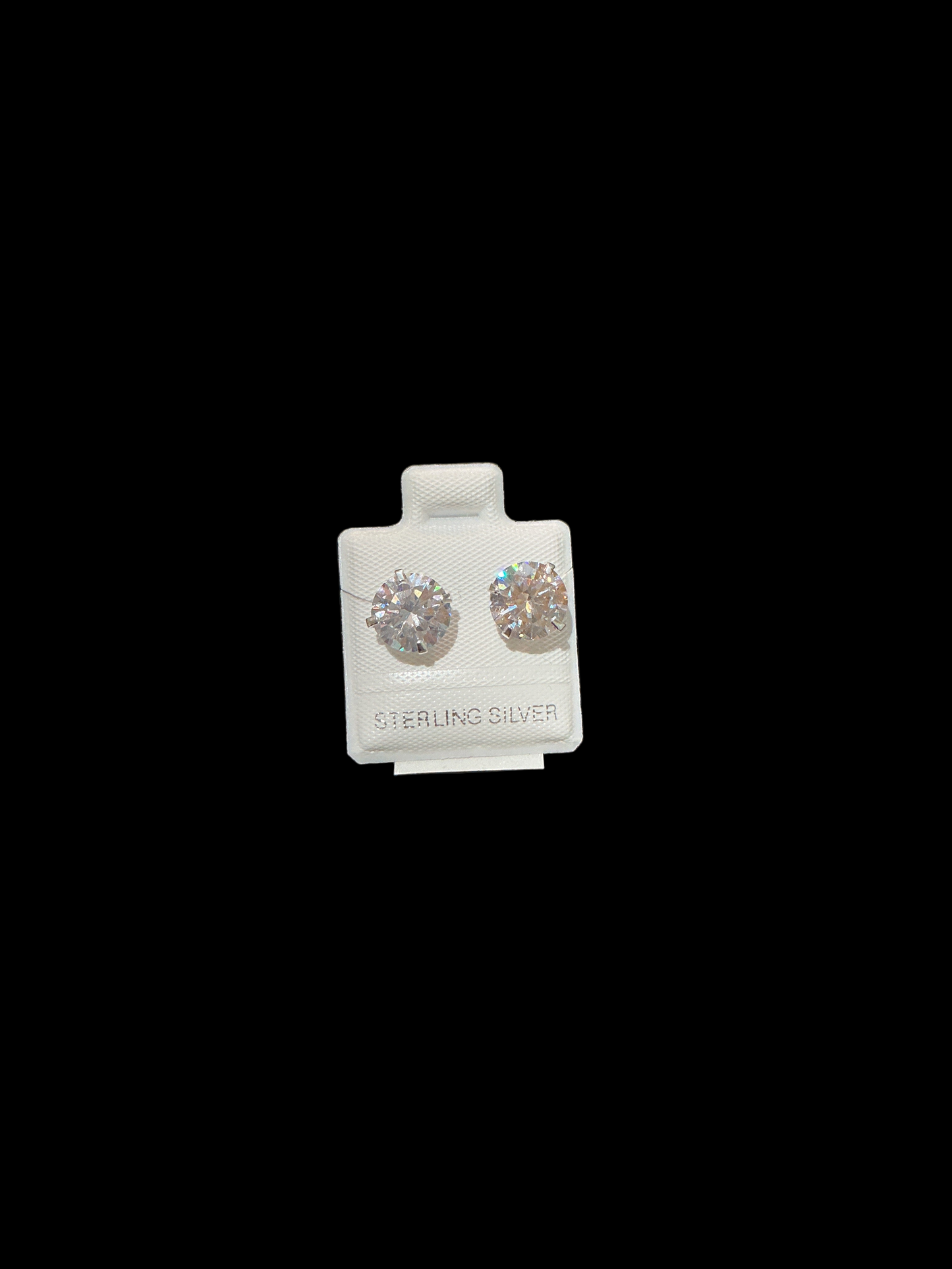 Sterling Silver Stud Earrings Cut Cubic 8 MM