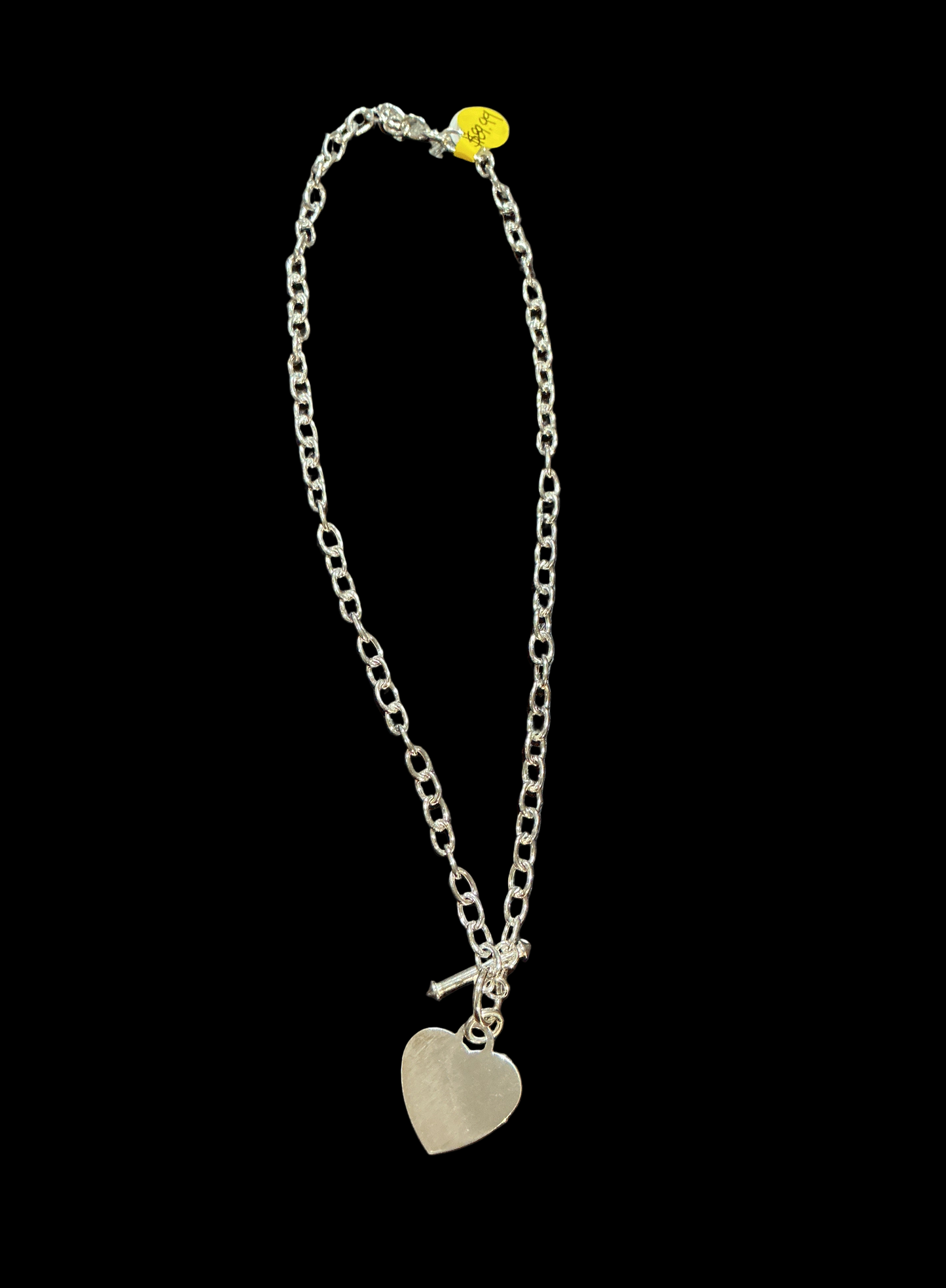 Silver necklace with Heart Medal 18”H
