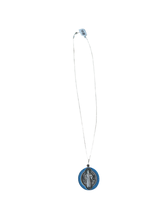 Oxy Medal St Benedict with color silver chain 22"H