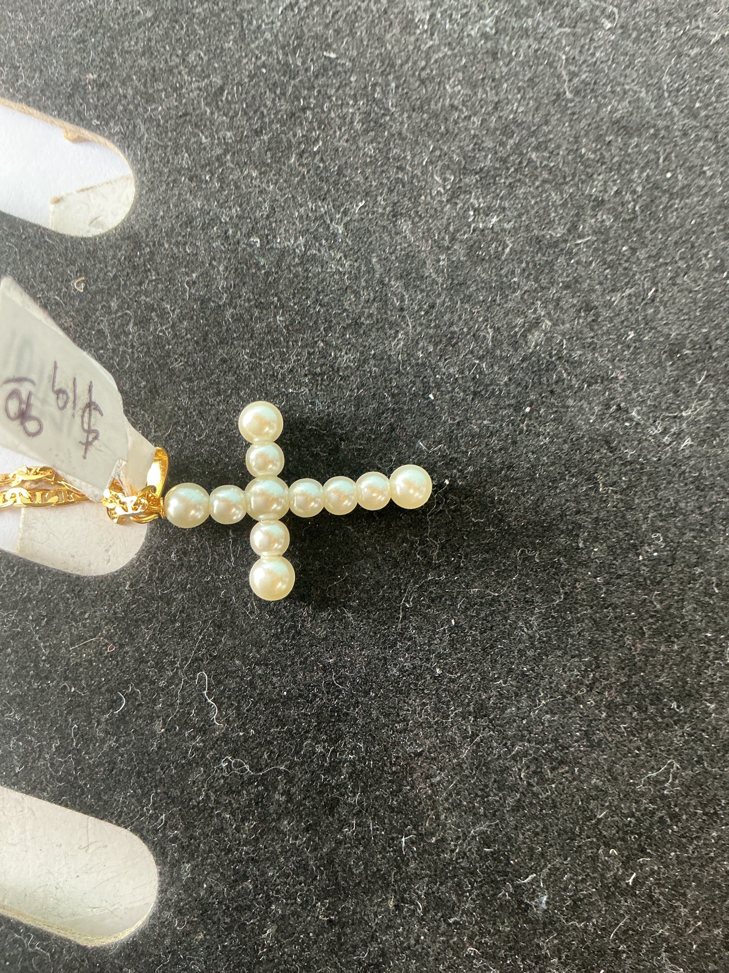 18K Gold Filled Pearl Cross Pendant