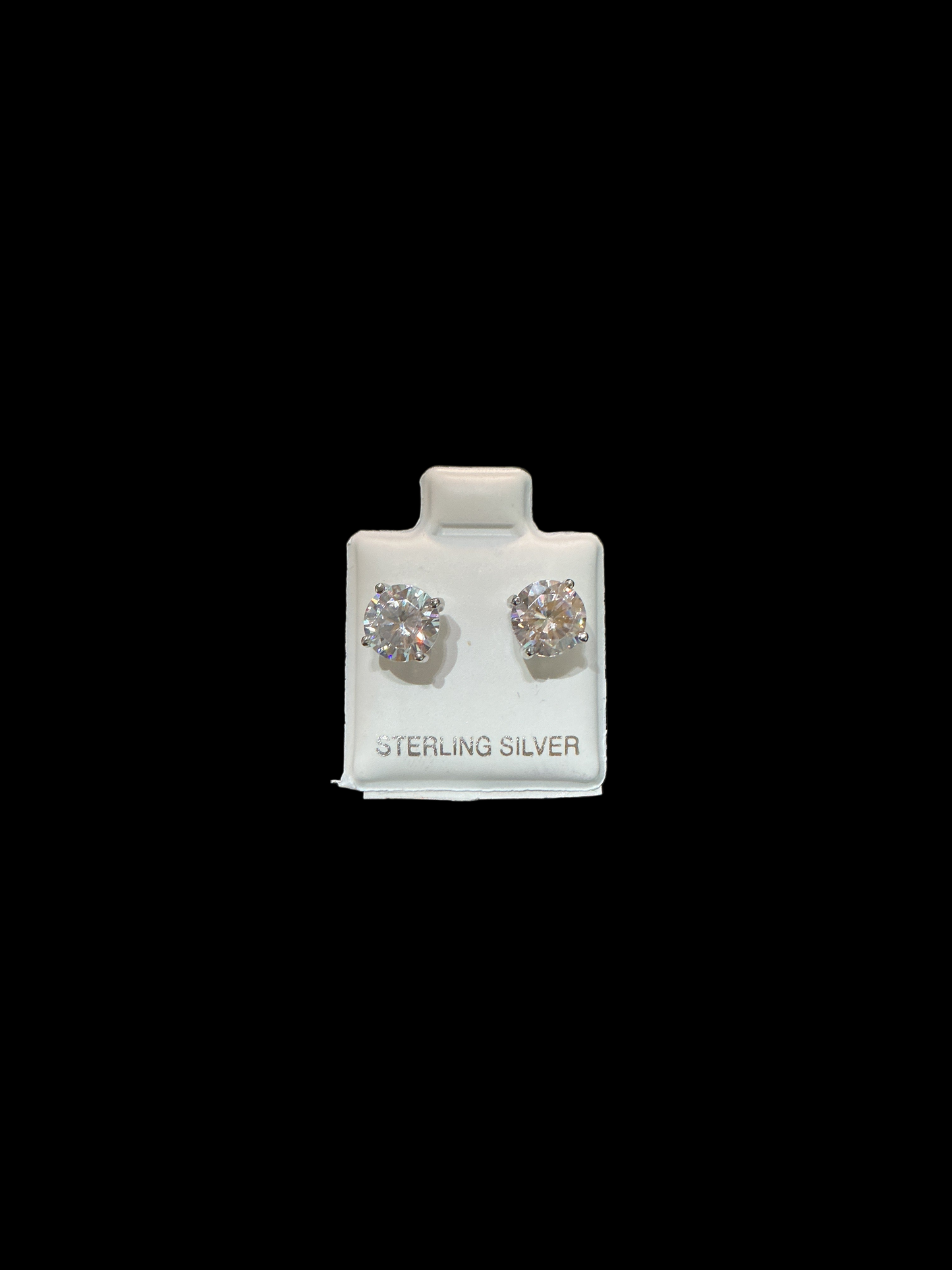 Sterling Silver Stud Earrings Cut Cubic 7 MM
