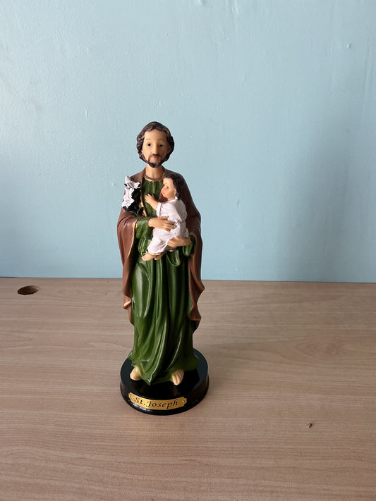 St. Joseph Green with wooden base 8"H