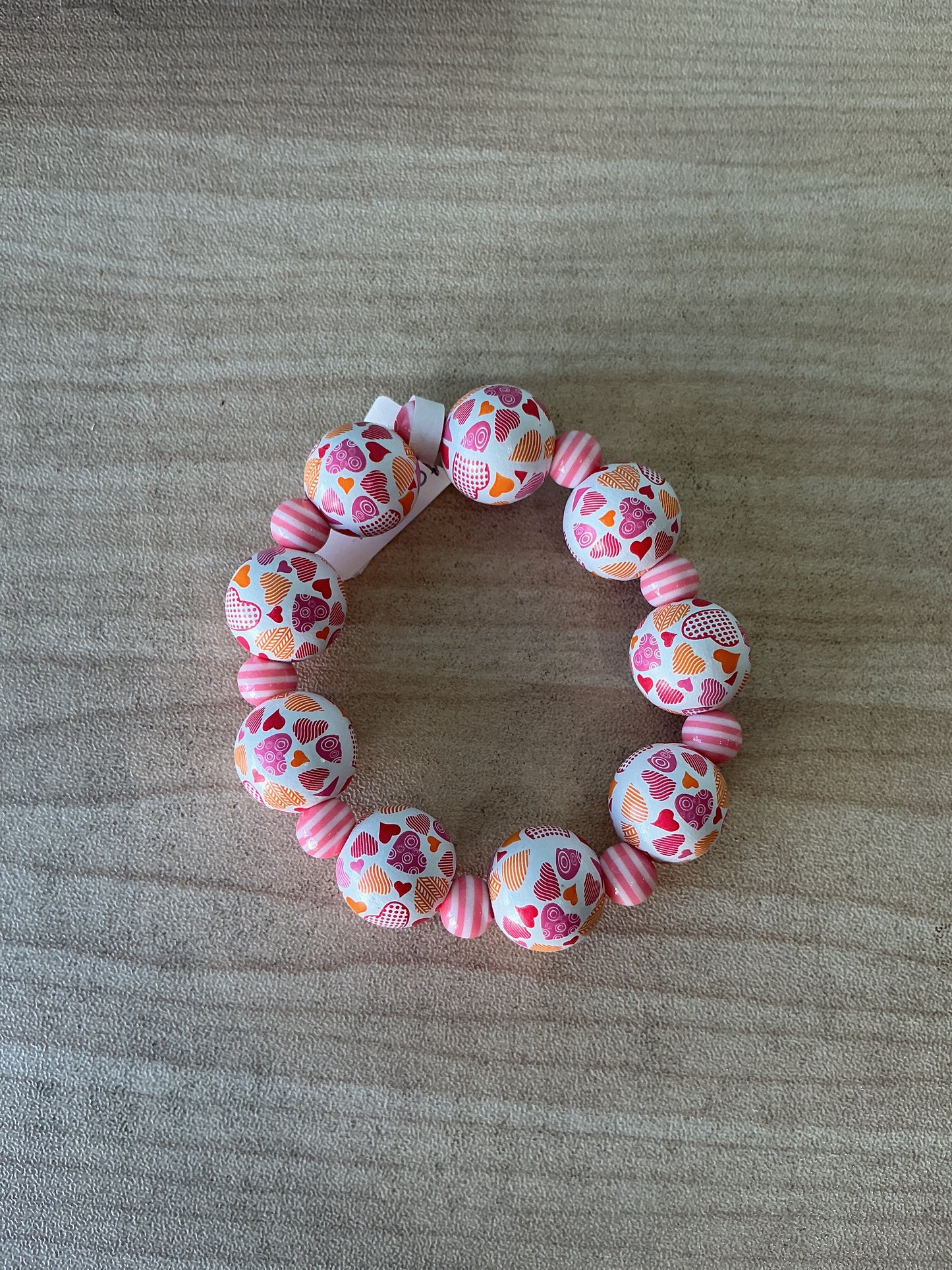 Bracelet St. Valentine Elastic Pink with White