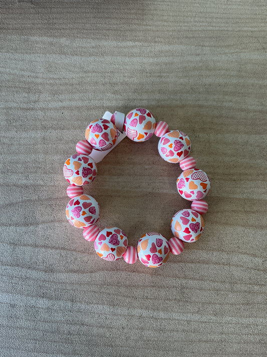 Bracelet St. Valentine Elastic Pink with White