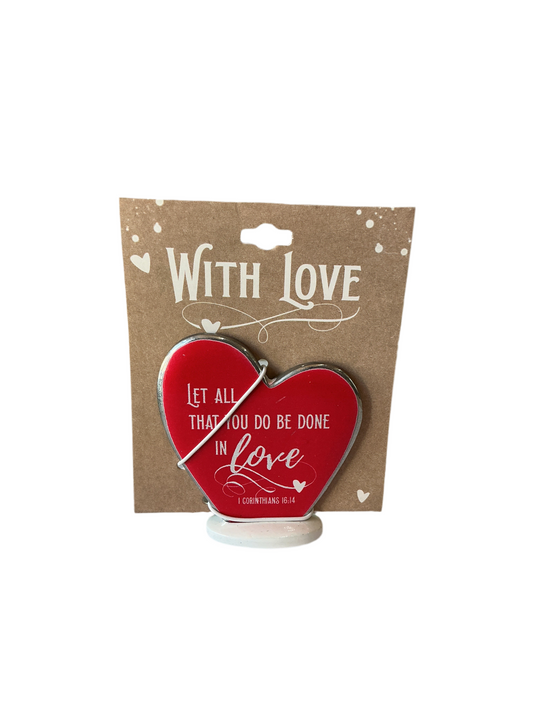 Red Standing Heart Plaque