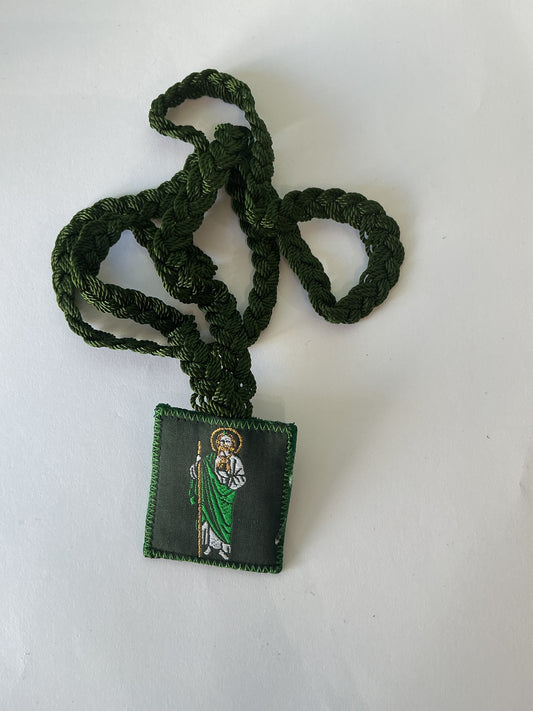 Escapulario de Color Verde con laso grueso de San Judas