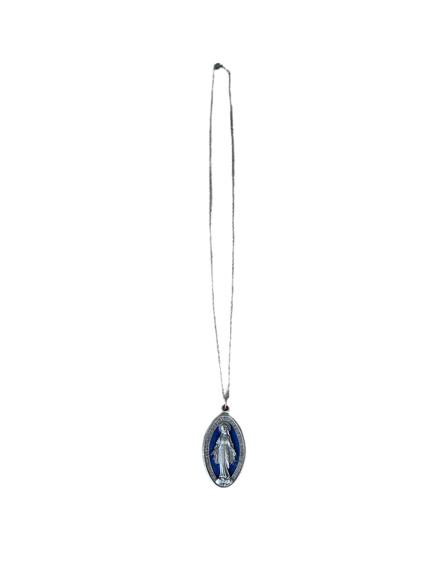 Medal Oval Our Lady  Grace Blue with Chain 22"H