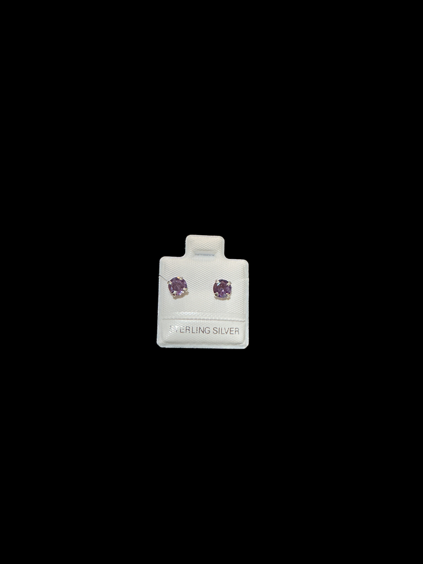 Sterling Silver Stud Earrings Cut Cubic  5MM Color Purple