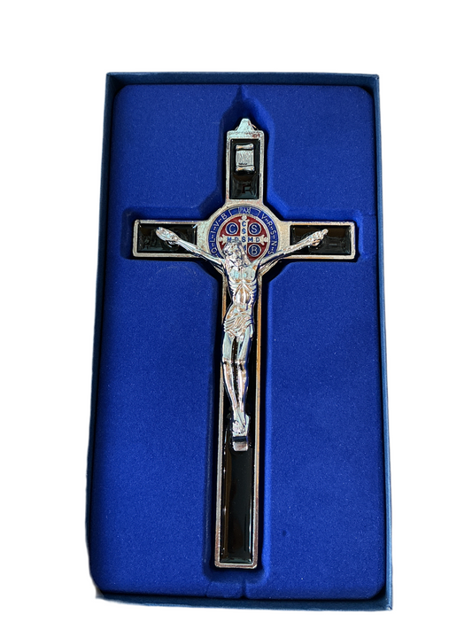 St. Benedict Crucifix W/ Enamel 8"H Color Black