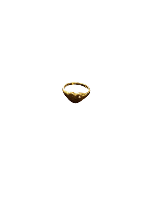 18K Gole Filled Heart Plate Top Ring Size # 7.5