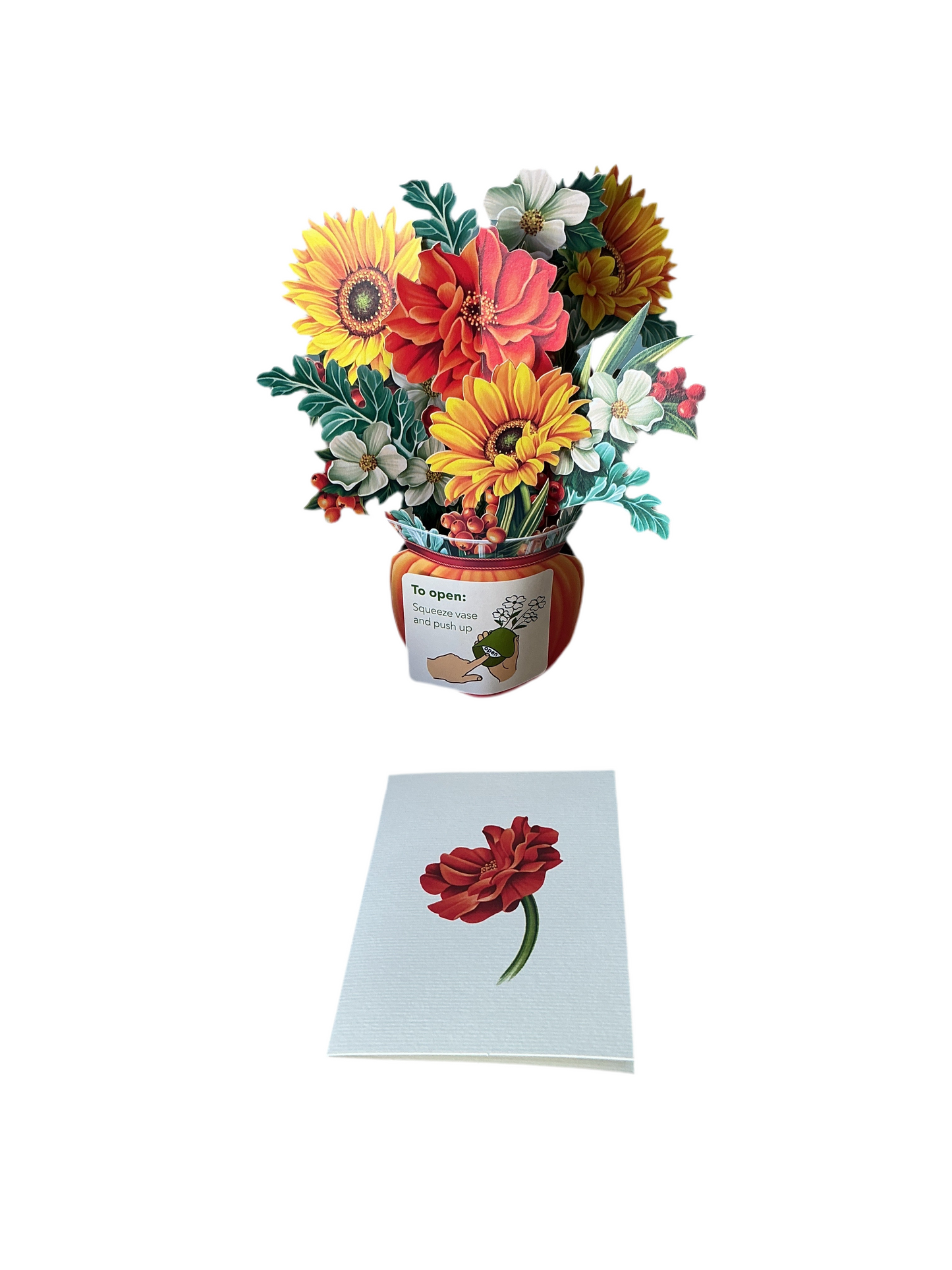 Pop-Up Greeting Card - Pumpkin  & Harvest - with matching notecard