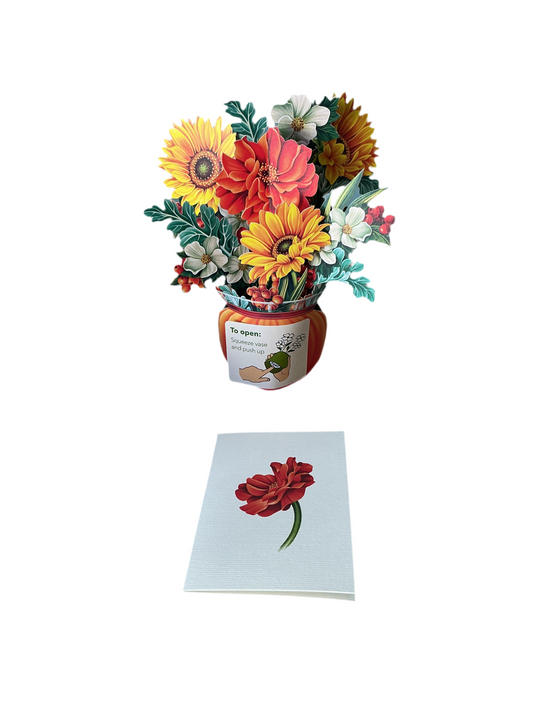 Pop-Up Greeting Card - Pumpkin  & Harvest - with matching notecard