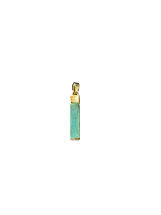 18K Gold Filled Long Mint Crystal Baguette Charm