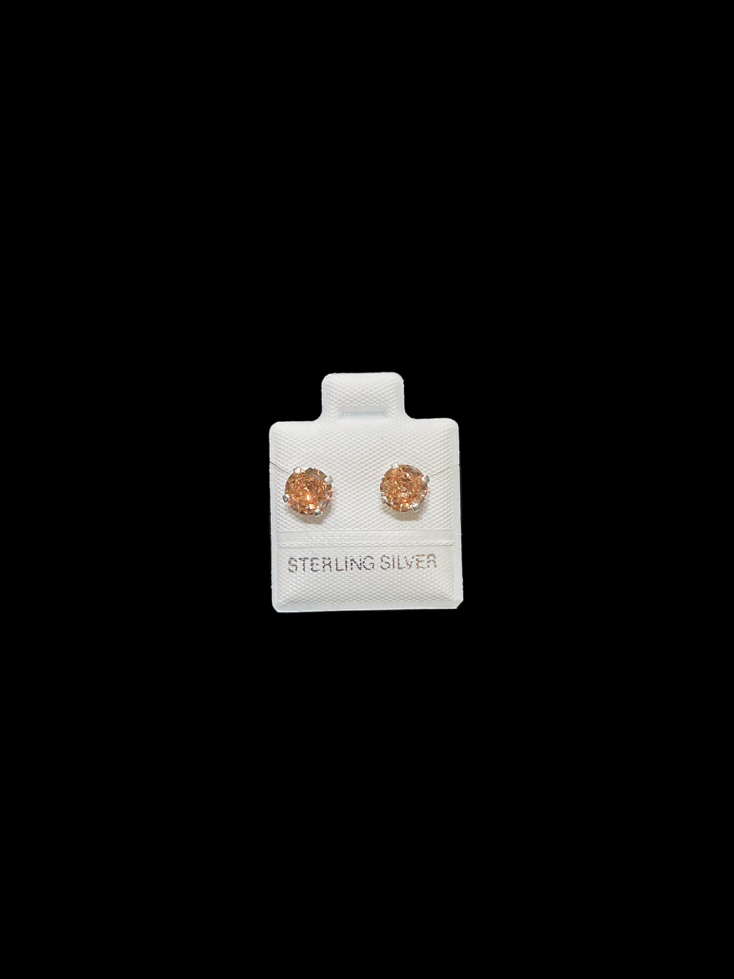 Sterling Silver Stud Earrings Cut Cubic 6MM Color Citrine