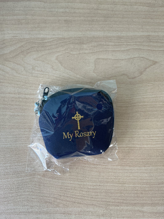 Blue Neoprene Bag My Rosary  + Rosary