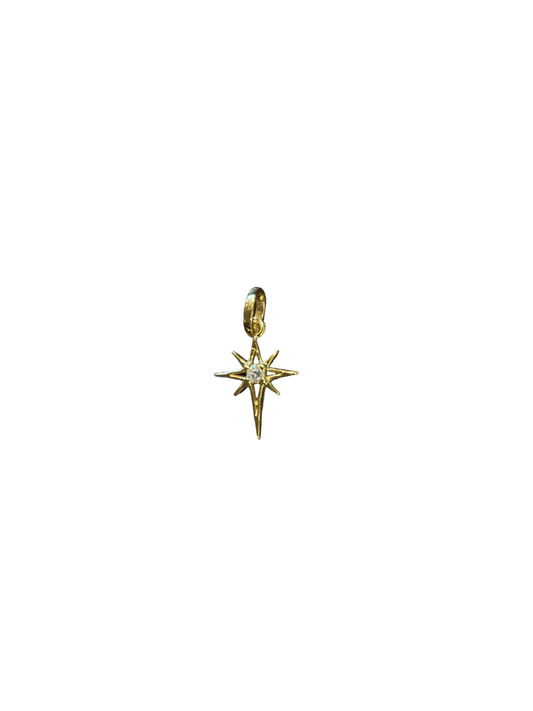 18K Gold Filled Mini Starburst Pendant with Cubic Zirconia Stone