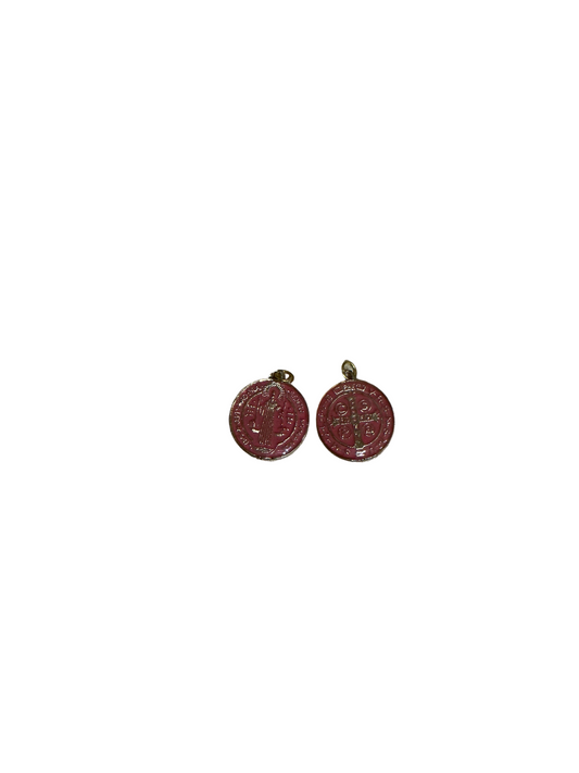 St. Benedict Medal color Pink with gold 0.87 inc