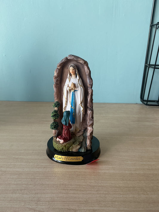 Our Lady Of Lourdes wooden base 5"H