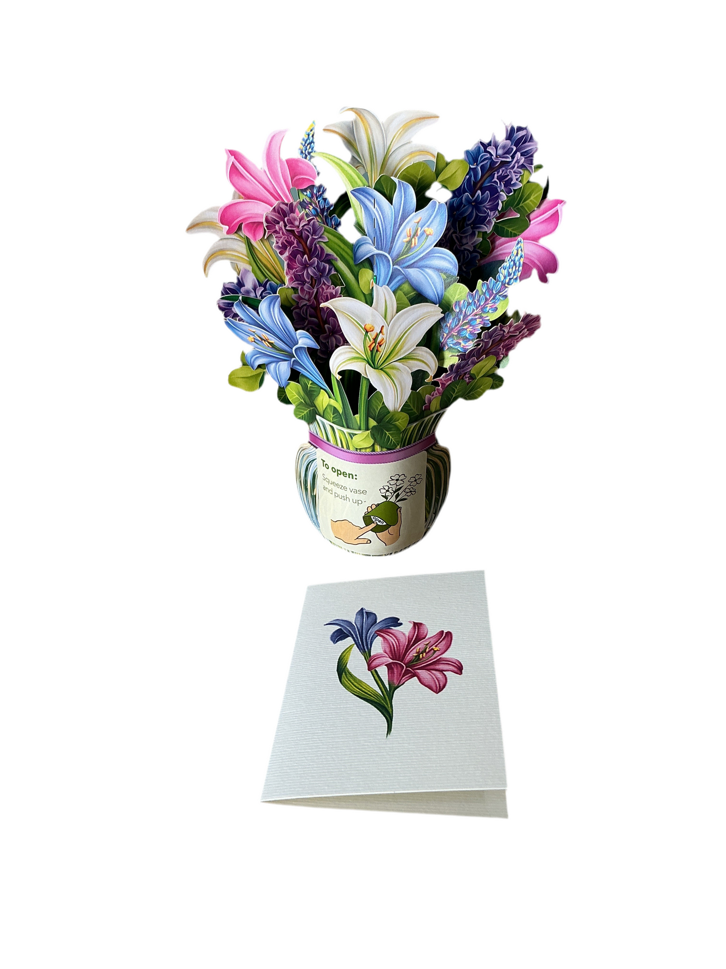 Pop-Up Greeting Card - Lilies & Lupines - with matching notecard