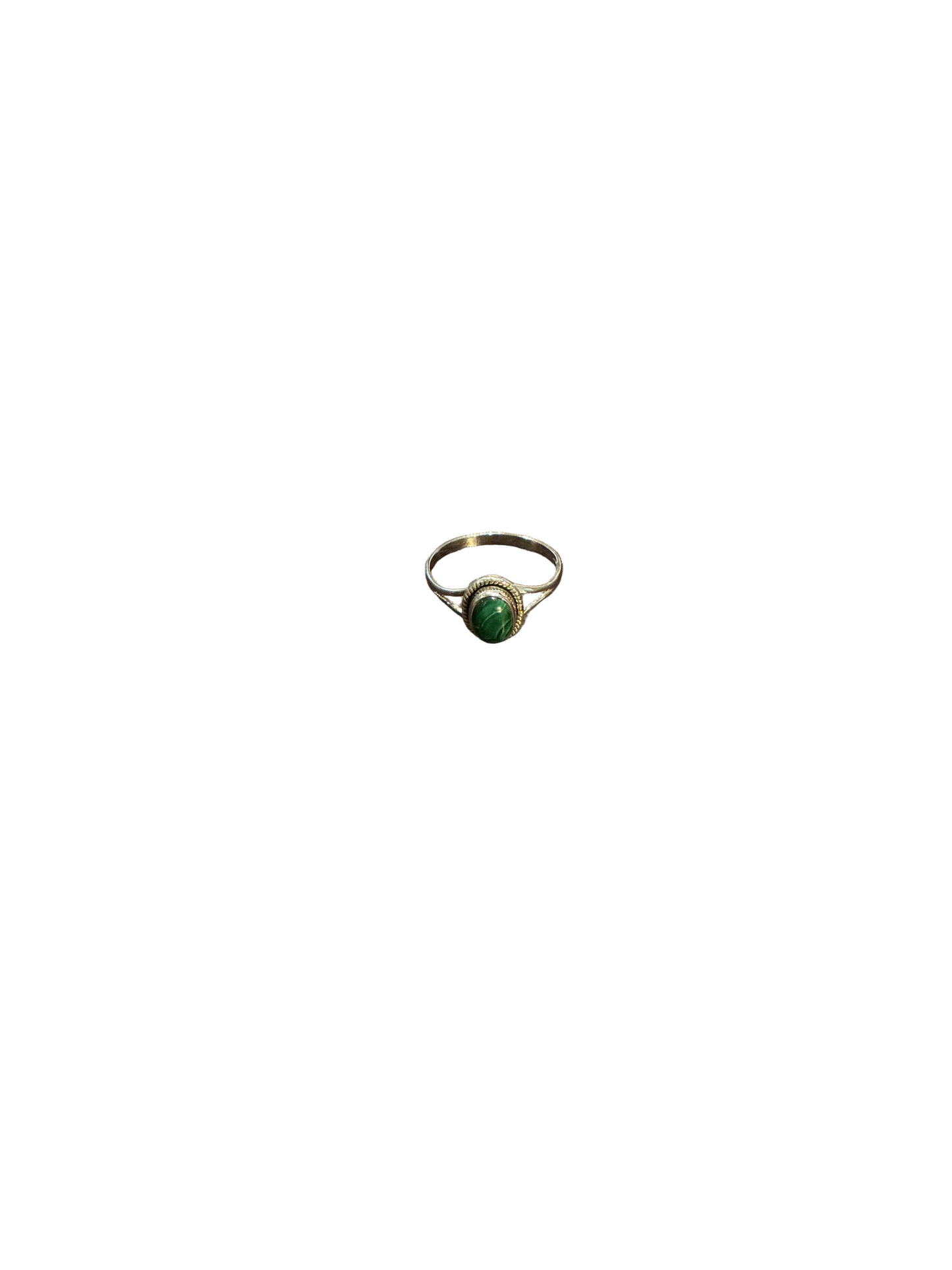 Silver Ring with green Stone  Size #9