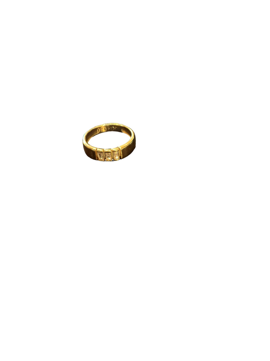 18K Gole Filled Trio Baguette Cubic Zirconia Stone Size # 7