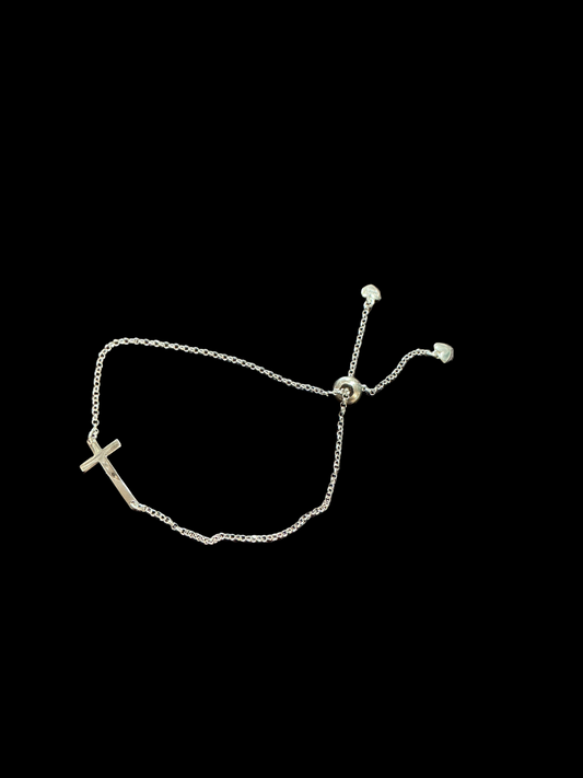 Silver Bracelet with cross adjustable