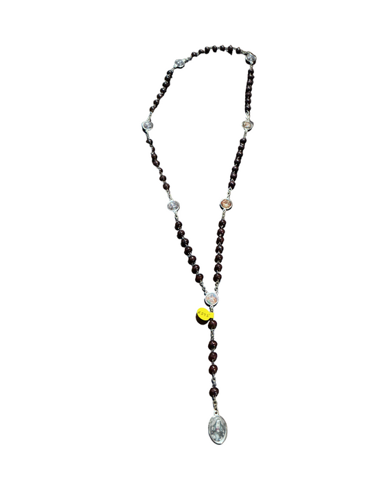 Rosary Seven Sorrows Brown Wood Bead 6MM