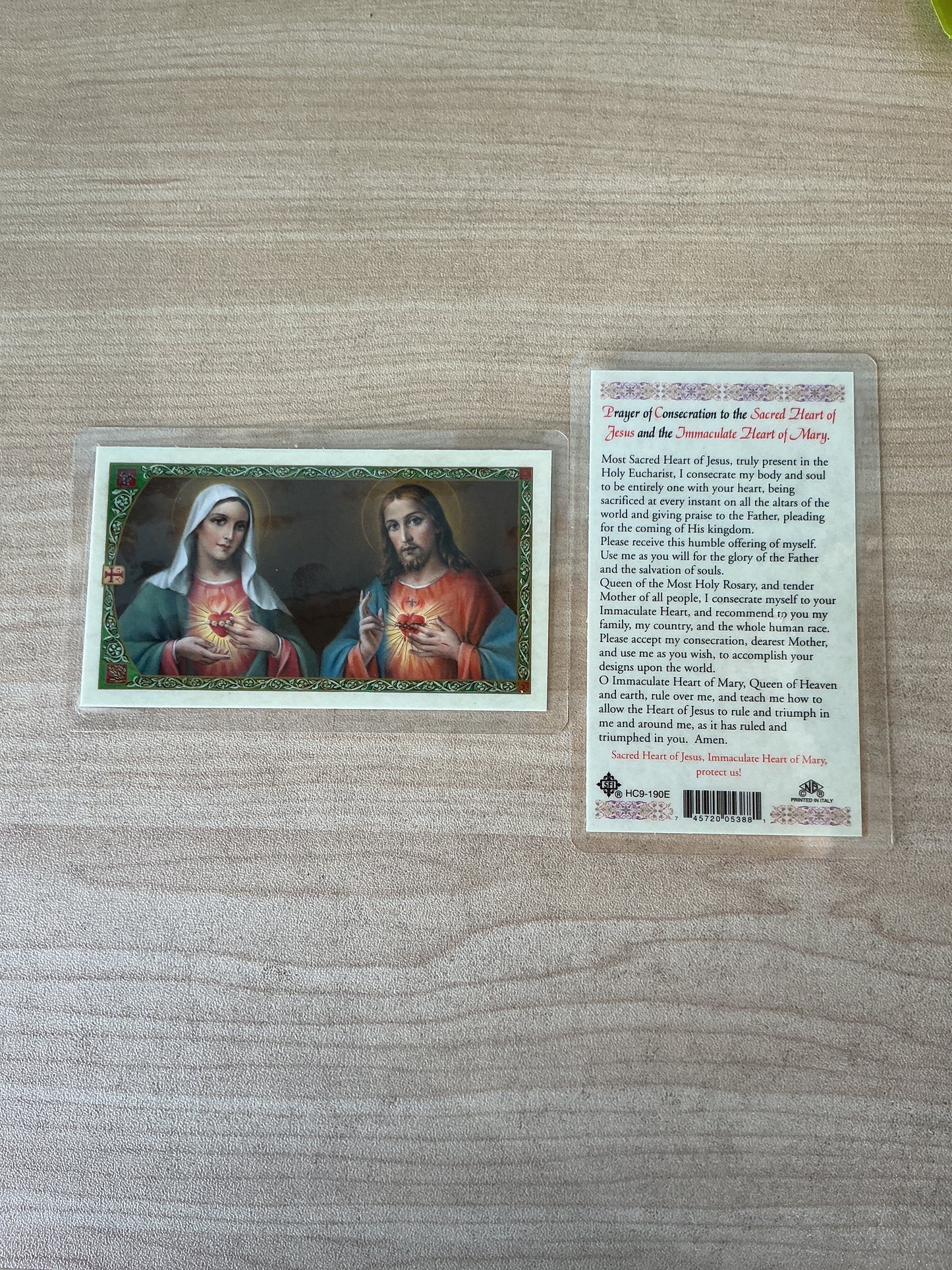 Prayer of Consecration to the Sacred Heart of Jesus and the Immaculate Heart of Mary