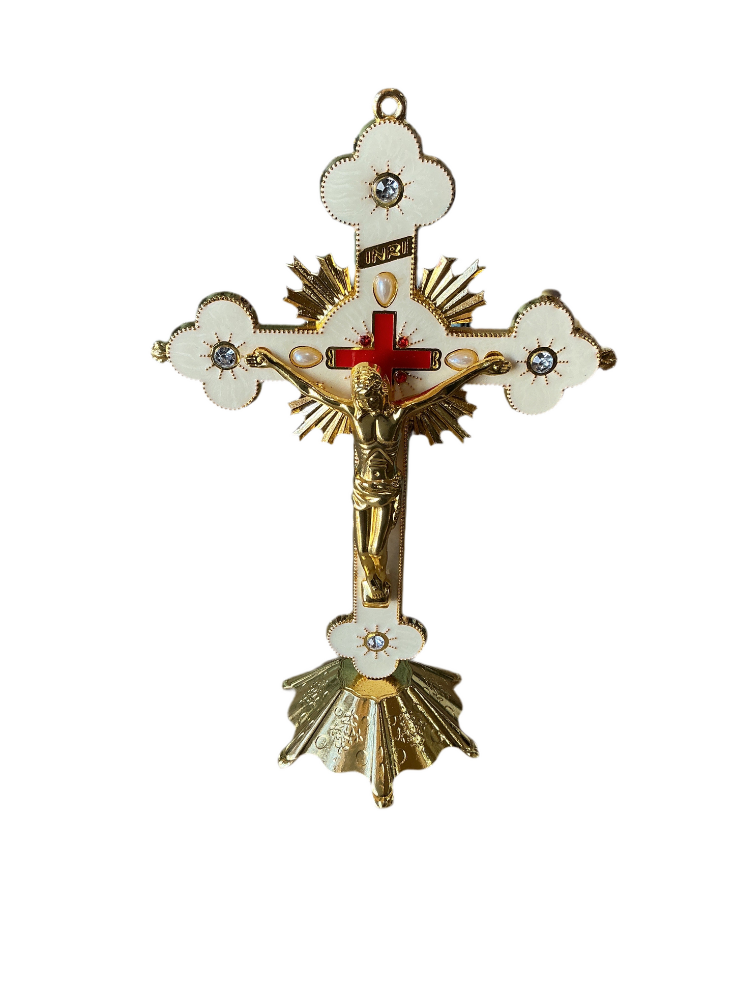 Gold Crucifixion with  base - White