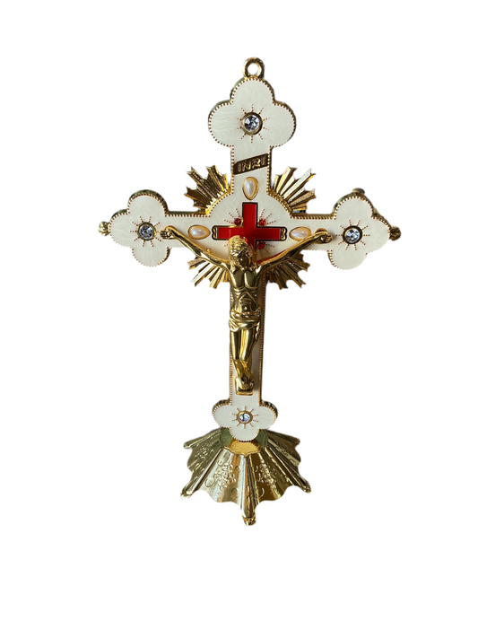 Gold Crucifixion with  base - White