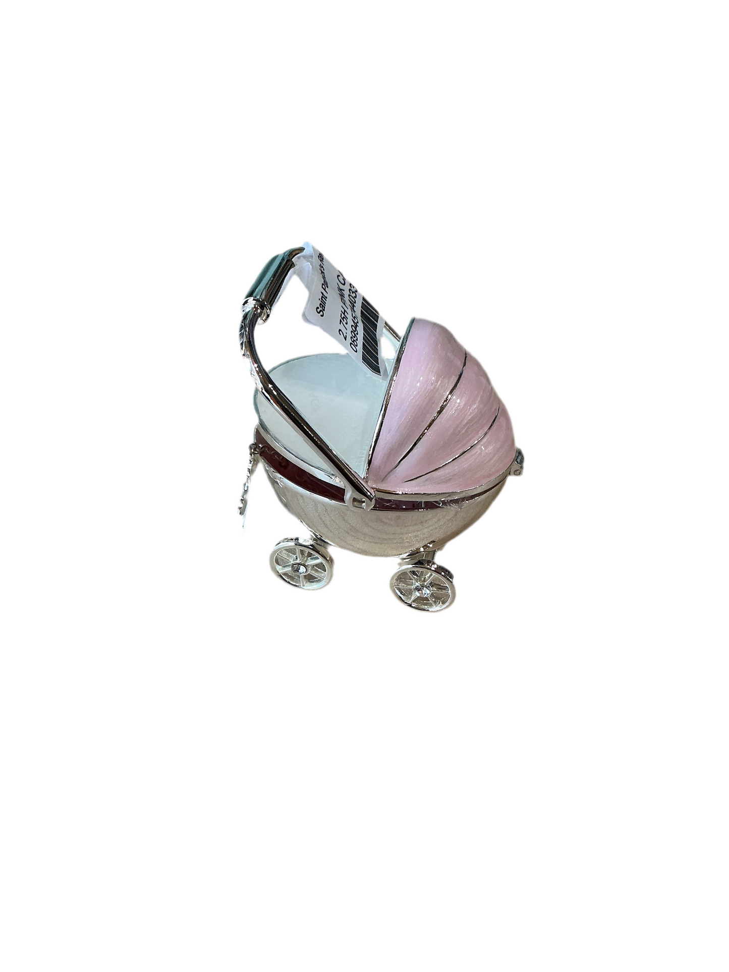 Pink Carriage Keepsake Box with Rosary 2.75"H