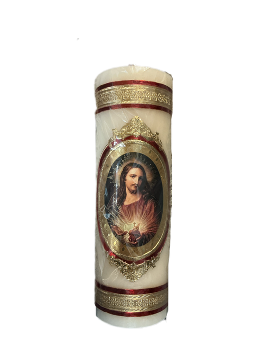Cirio 4x12" Sagrado Corazon