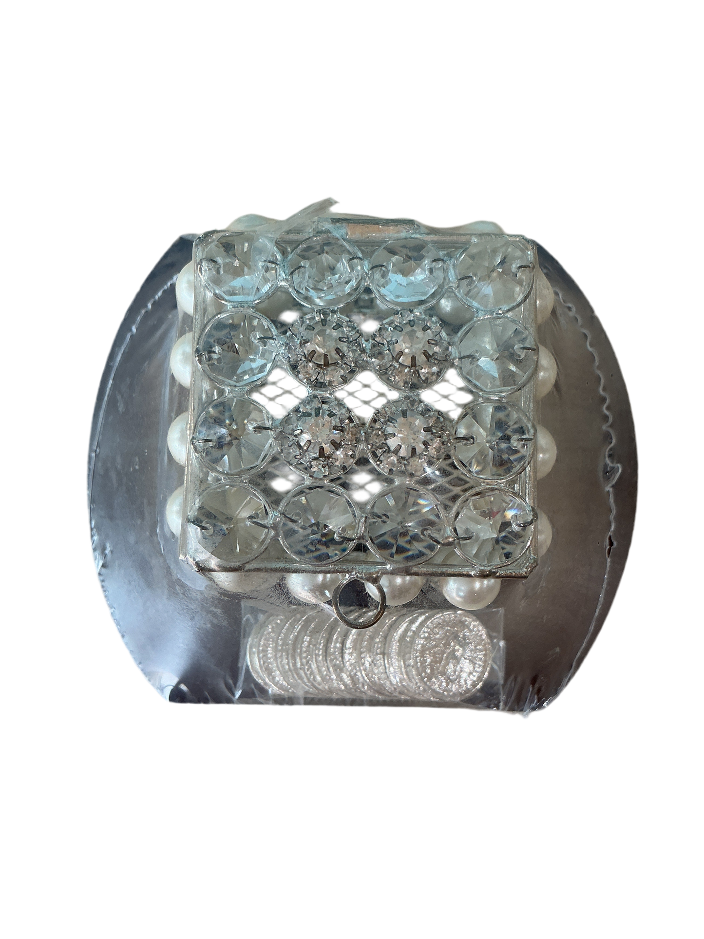 Arras With Rhinestones Pearls and all Glass Beads - Color Silver
