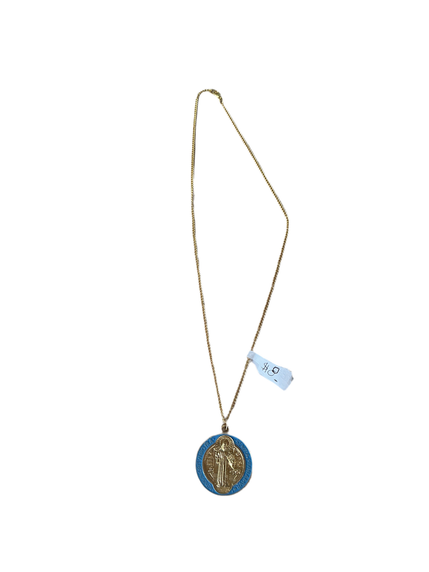 Oxy Medal St Benedict with color gold chain 22"H