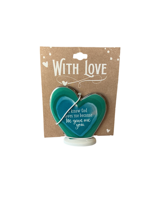 Green Standing Heart Plaque