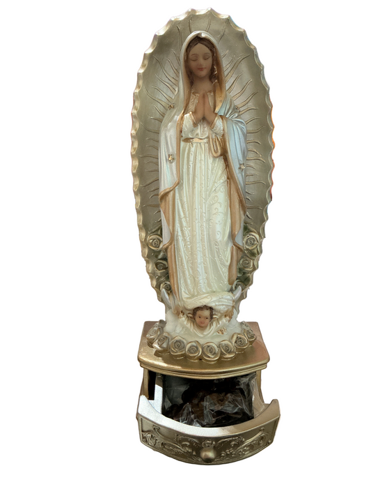 Guadalupe with Jewelry Box  12"H rosary included