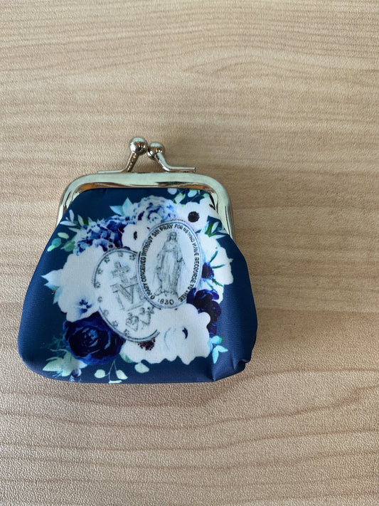 Floral Miraculous Virgin Rosary Purse