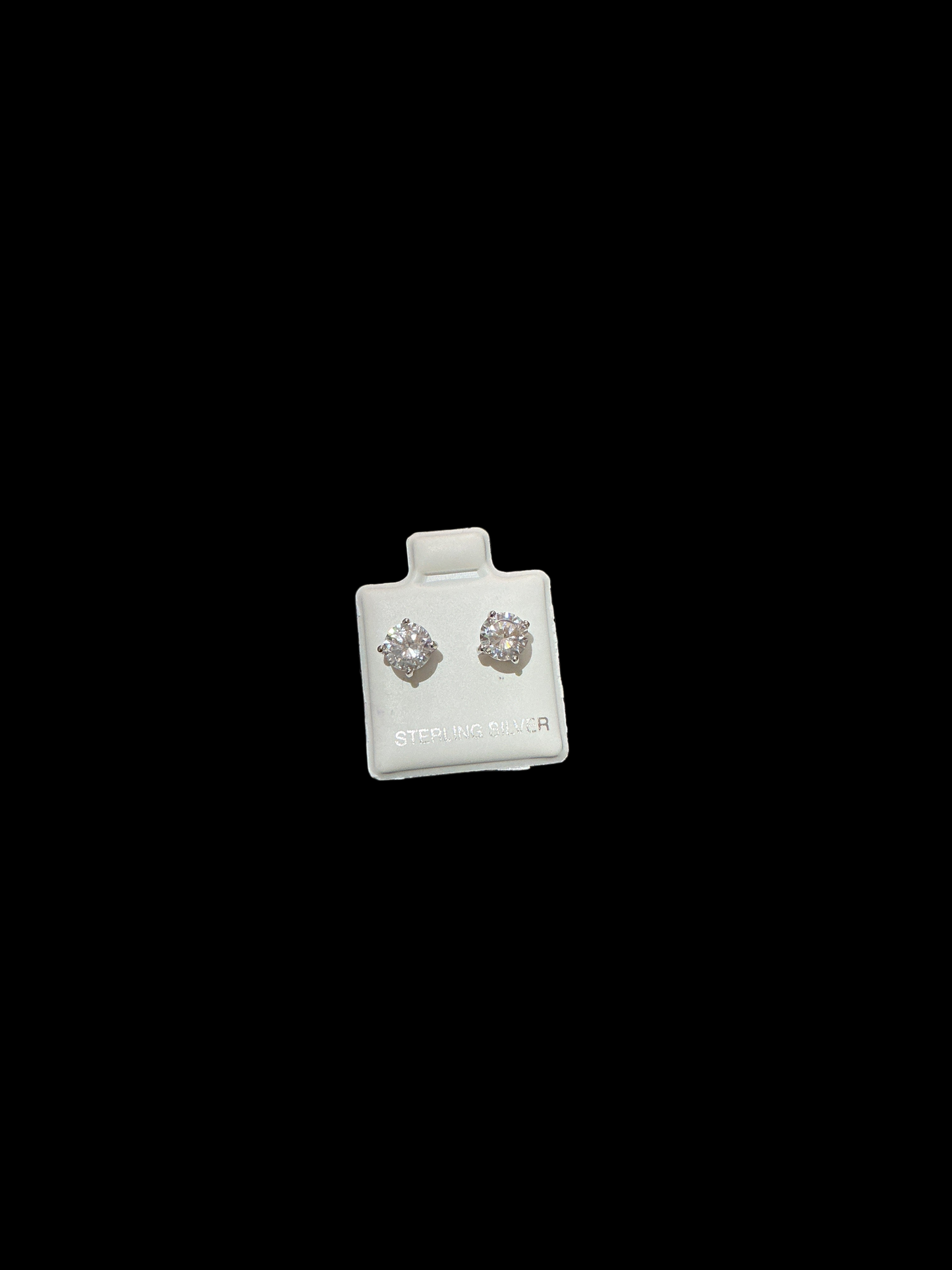 Sterling Silver Stud Earrings Cut Cubic 6 MM