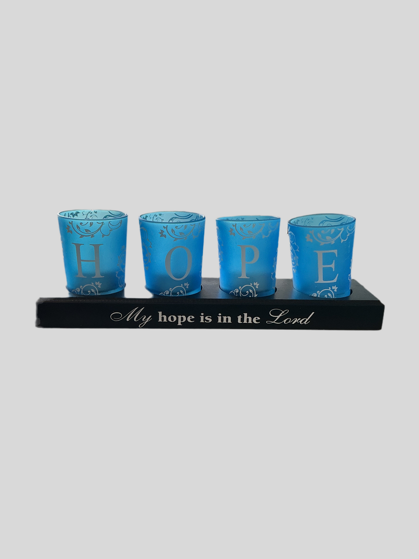 Candle Holder Set 4 Glass Cups Featuring ‘HOPE’ Wording