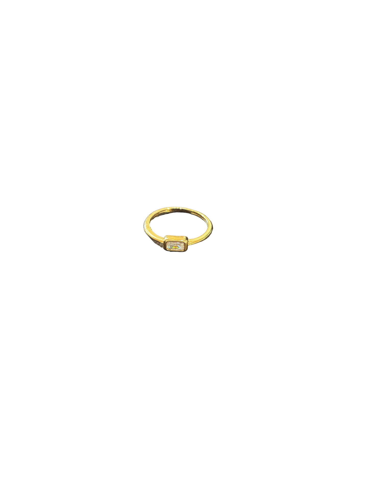 Gold Filled Rectangle Solitaire Ring Size # 7