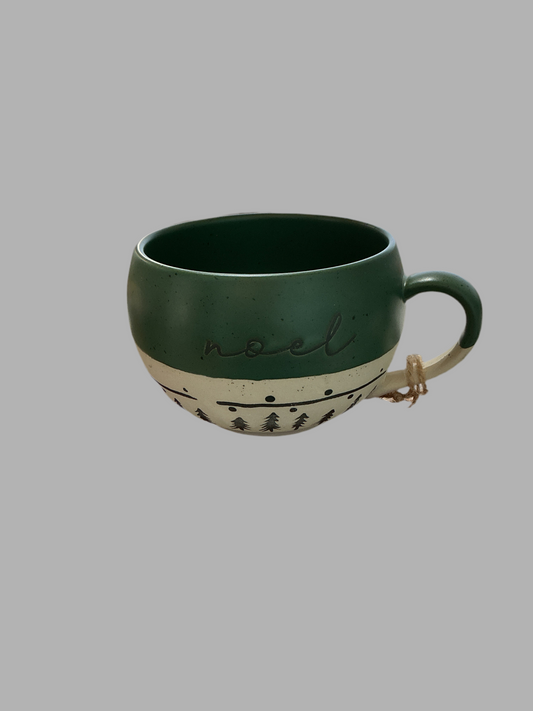 Faithworks Scandi Christmas Mugs - Handcrafted Jumbo Stoneware Holiday Mug for Coffee or Soup, 16-Ounce, Noel